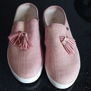 Women's Spenco Slip On Tassled Canvas Mule Shoes